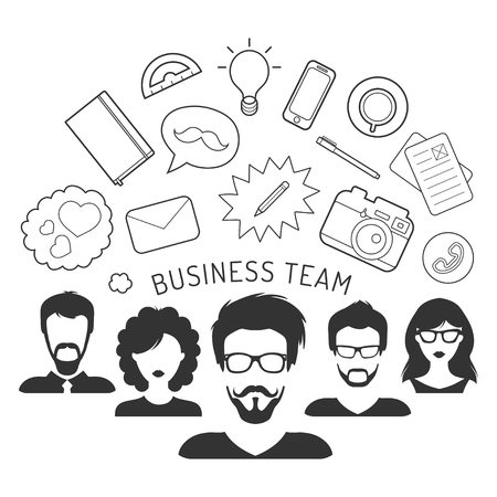 Vector illustration of business team management in flat styleのイラスト素材
