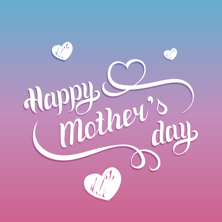 Hand lettering calligraphy happy mothers day greeting card with heart.のイラスト素材