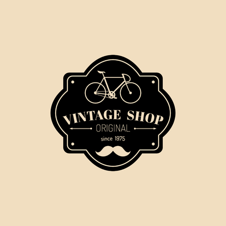 Vector vintage hipster bicycle logo. Modern velocipede emblem for card templates, shop, company advertising poster etc.のイラスト素材