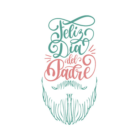 Feliz Dia Del Padre,spanish translation of Happy Fathers Day calligraphic inscription for greeting card,festive poster.のイラスト素材