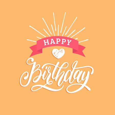 EarthVector Happy Birthday hand lettering for greeting or invitation card. Holiday typographic poster.のイラスト素材