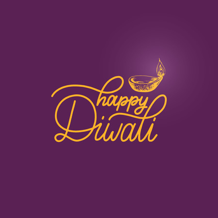 Diwali festival poster with hand letteringのイラスト素材