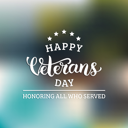 Vector illustration with Happy Veterans Day lettering. November 11 holiday background. Celebration poster. Greeting cardのイラスト素材