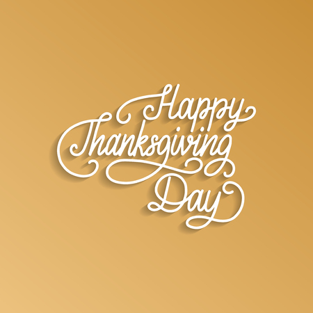Happy Thanksgiving Day lettering. Vector illustration for invitation or festive greeting card template.のイラスト素材