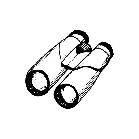 Vector hand sketched binoculars illustration. Nautical backgroundのイラスト素材