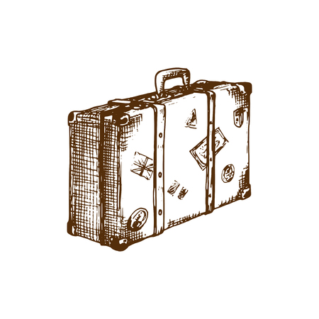 Hand sketch of suitcase. Vector illustration. Travel symbol. Used for tourist emblem design, poster etc.のイラスト素材