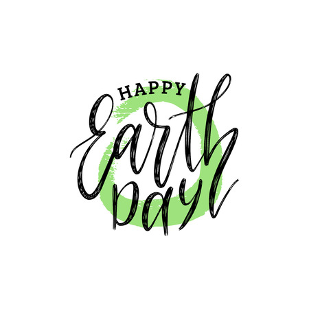 Happy Earth Day hand lettering. Vector illustration for greeting card, poster etc.のイラスト素材