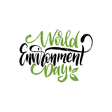 World environment day, hand lettering for cards,posters etc. Vector calligraphy illustration on white background.のイラスト素材