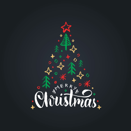 Merry Christmas of the spruce tree.のイラスト素材
