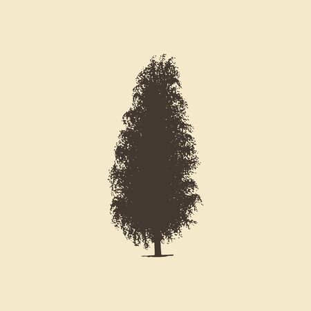 Hand drawn silhouettes of different trees.のイラスト素材