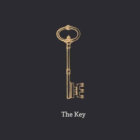The Key of Knowledge and Power, vector illustration in engraving style. Vintage pastiche of esoteric and occult sign.のイラスト素材