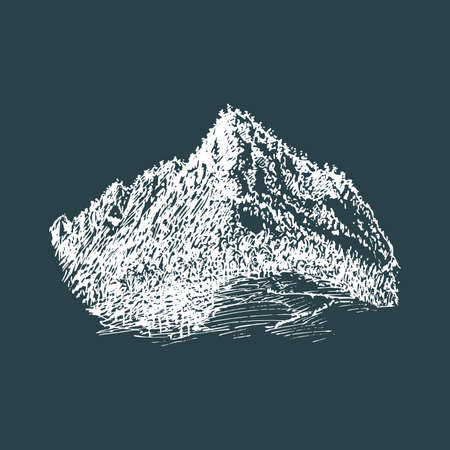 A mountain view, hand drawn illustration in vectorのイラスト素材