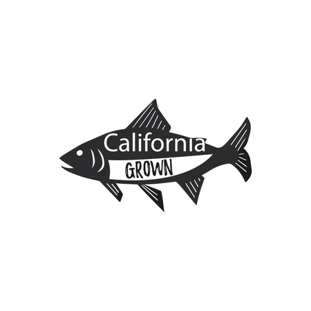 Trout icon with California Grown lettering.のイラスト素材