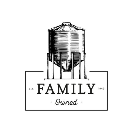 Farm hopper design Family Owned letteringのイラスト素材