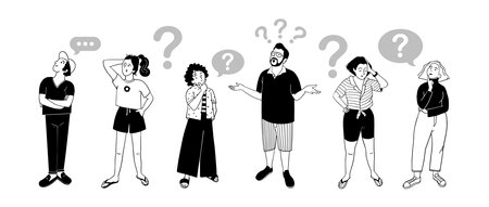 People with gestures of questioning. Emotion signsのイラスト素材