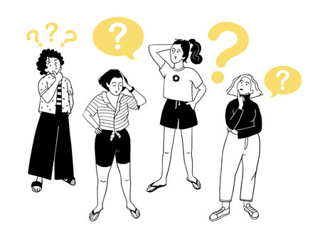 Portraits of thoughtful people. Smart women sketchのイラスト素材