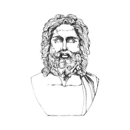 Zeus, Jupiter, vintage drawing in engraving style.のイラスト素材