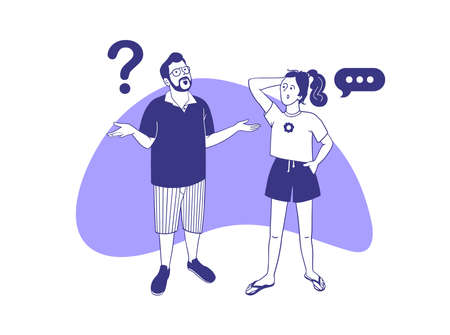 Thinking people with question gestures in vector.のイラスト素材