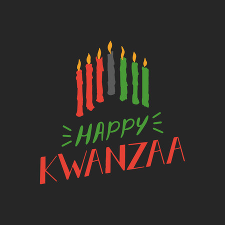 Happy Kwanzaa lettering, seven candles for Kinaraのイラスト素材