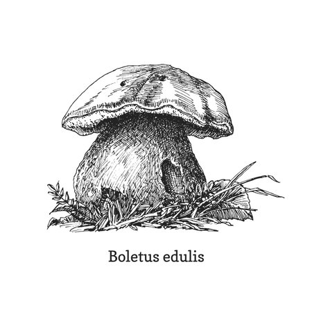Penny Bun, Boletus edulis mushroom, vector drawingのイラスト素材