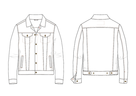 Technical sketch of denim jacket in vector.のイラスト素材
