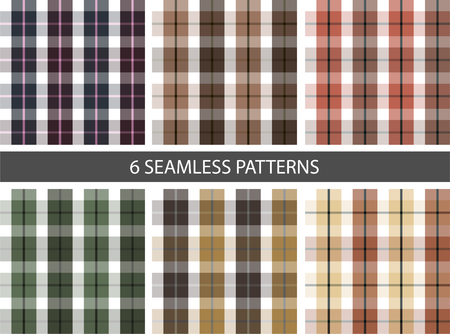 Set of 6 seamless patterns fabric textures in vector.のイラスト素材