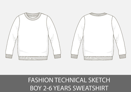 Fashion technical sketch of sweatshirt for 2-6 years old boy.のイラスト素材