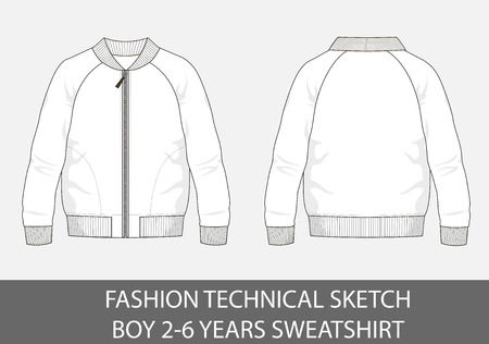 Fashion technical sketch of sweatshirt for 2-6 years old boy.のイラスト素材