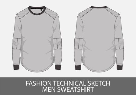 Fashion technical sketch men sweatshirt in vector graphicのイラスト素材