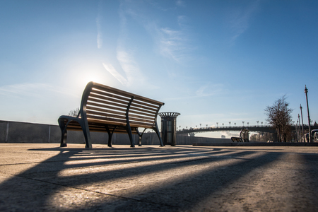 Park wooden benchの写真素材