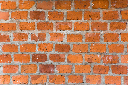 Background of old red brick wall textureの写真素材