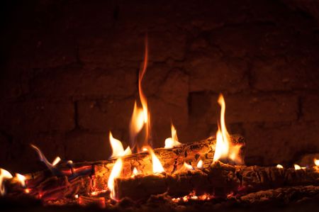 Small fire in the ovenの写真素材