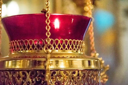 Orthodox sacral icon oil lampの写真素材