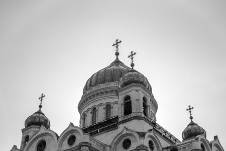 Cathedral of Christ the Saviour. Orthodox church. black and whiteの写真素材