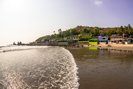 Wave on tropical exotic beach at sunny dayの写真素材