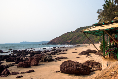 Tropical beach bar view in sunny dayの写真素材