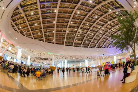 Moscow, Russia - December 10, 2017: Interior of Columbus modern building with fisheye effectのeditorial素材