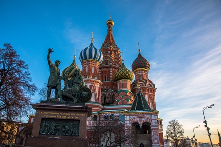 Moscow, Russia, Red square, Cathedral of Vasily the Blessedの写真素材