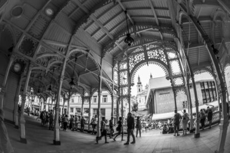 Karlovy Vary, Czech Republic - 02 July, 2016: View streets of old town with fisheye effectのeditorial素材