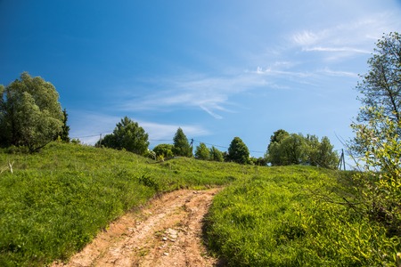 Summer rural nature landscape with perfect skyの写真素材