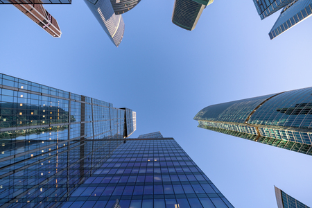 International Business Center Moscow City view from the bottom upの写真素材