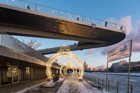 Moscow, Russia - January 22, 2019: Zaryadye landscape park in the center of Moscowのeditorial素材