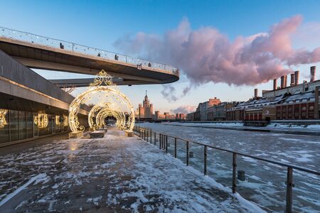 Moscow, Russia - January 22, 2019: Zaryadye landscape park in the center of Moscowのeditorial素材
