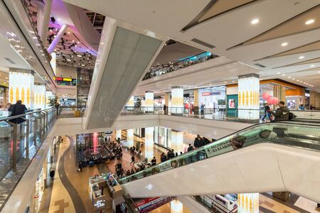 Moscow, Russia - January 22, 2019: Interior of Columbus modern shopping centerのeditorial素材