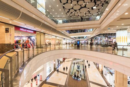 Moscow, Russia - January 22, 2019: Interior of Columbus modern shopping centerのeditorial素材