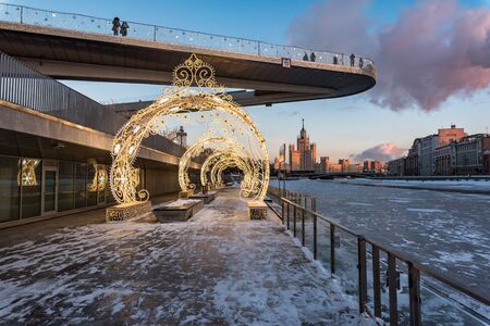 Moscow, Russia - January 22, 2019: Zaryadye landscape park in the center of Moscowのeditorial素材
