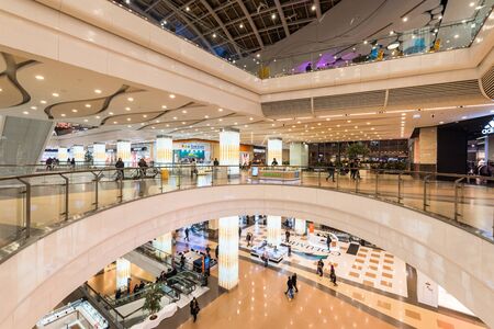 Moscow, Russia - January 22, 2019: Interior of Columbus modern shopping centerのeditorial素材
