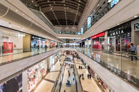 Moscow, Russia - January 22, 2019: Interior of Columbus modern shopping centerのeditorial素材