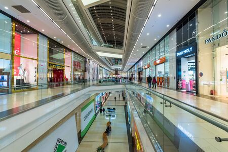 Moscow, Russia - January 22, 2019: Interior of Columbus modern shopping centerのeditorial素材