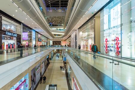 Moscow, Russia - January 22, 2019: Interior of Columbus modern shopping centerのeditorial素材